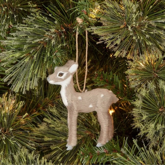 Faux Fur Deer Tree Ornament, Grey, NWT - Picture 1 of 8